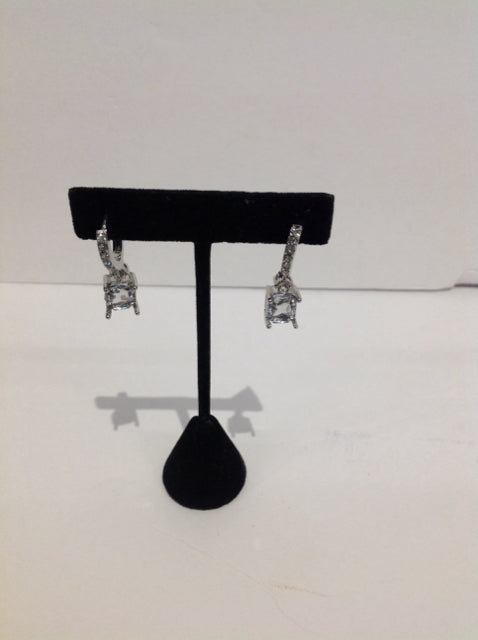 Silver Earrings w/Dangling Rhinestones