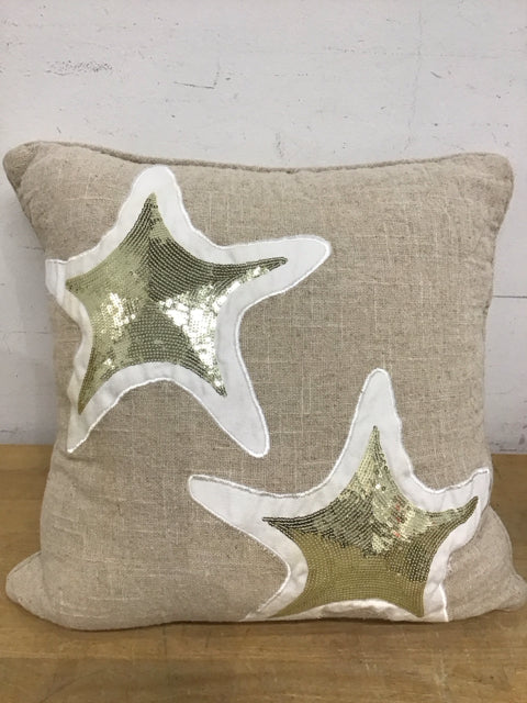 16" Levtrex Home Maui Applique Sequined Starfish Pillow