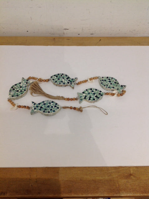 Mosaic Fish Wood Bead Garland