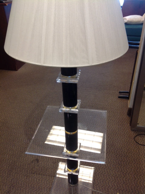5' Vintage Black & Lucite Table Floor Lamp