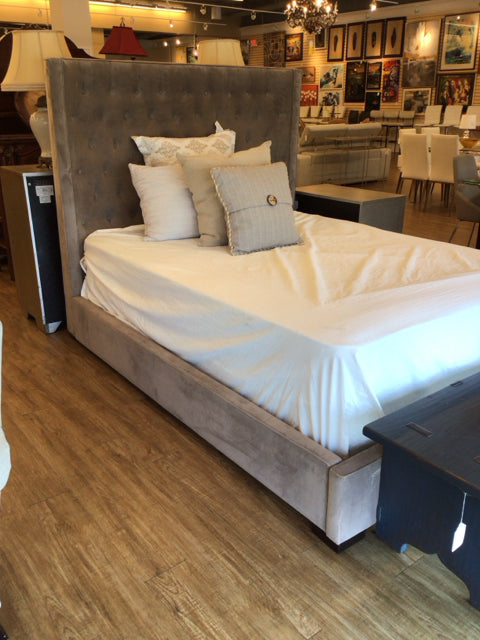 Macys Brown Tufted Queen Bed