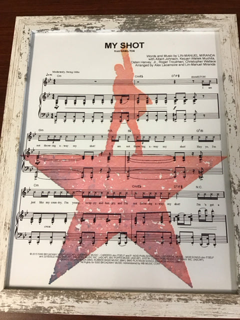 15.5"x12.5" My Shot From Hamilton Sheet Music Art