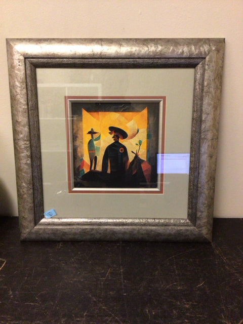 21 1/8" Square Framed Hector Fuentes "Pancho Villa" Print W/C.O.A