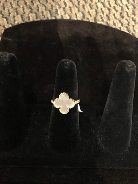 Van Cleef Style Gold MOP Inlaid Ring