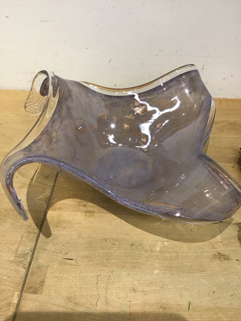 15" Amethyst Metalic Art Glass Bowl