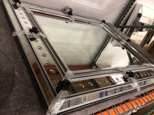 43" X 50 7/8" Venetian Style Beveled Framed Mirror W/Black Flower Accent