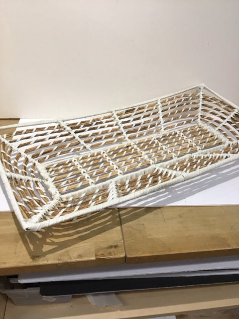 Boho Rattan/Plastic Rectangular Bowl