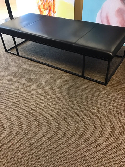 63"  L x 27" W x 16" H Black Leather Bench