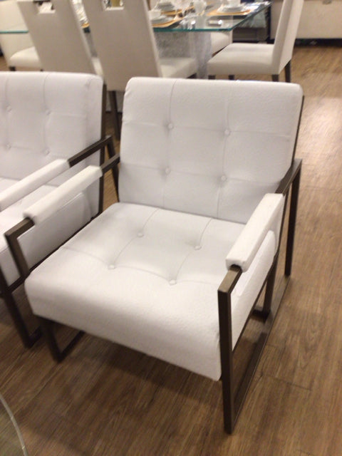 White Ostrich Embossed Vinyl Chair
