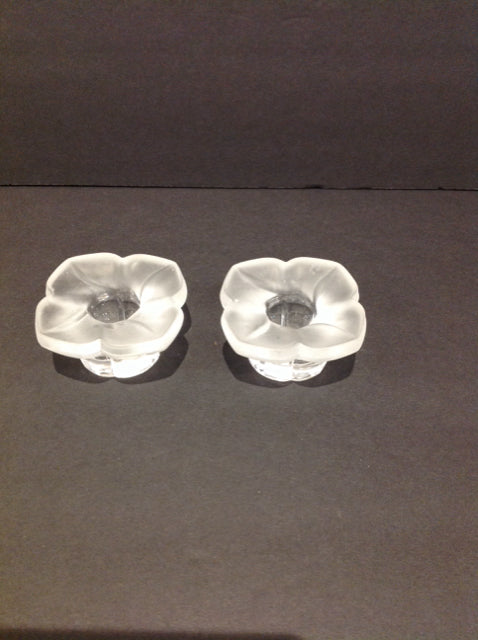 Pair Frosted Glass Candle Holders