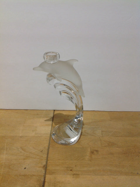 9" Lenox Crystal Dolphin Candle Holder