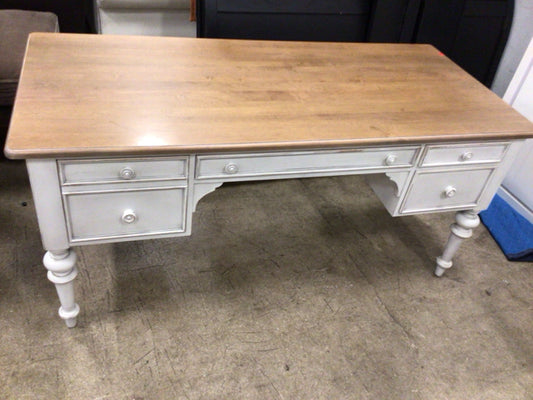 30" X 66" Ethan Allen Light Wood Top Desk