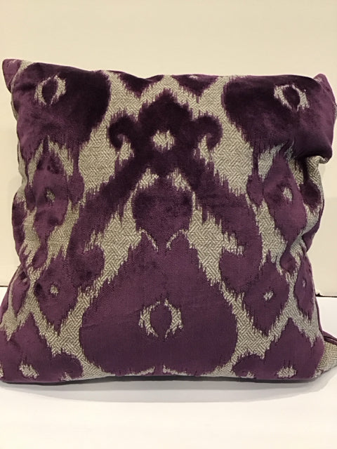 Grey Herringbone Purple Chenille Pillow