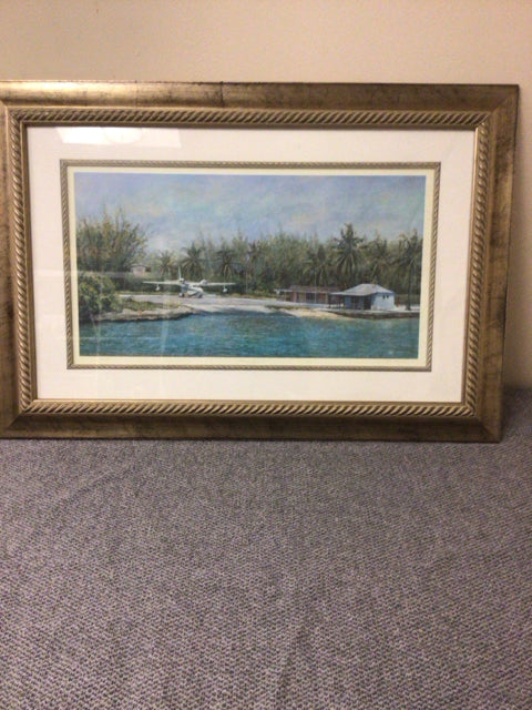 22 1/2" X 33" Gold Framed Bimini Plane Print