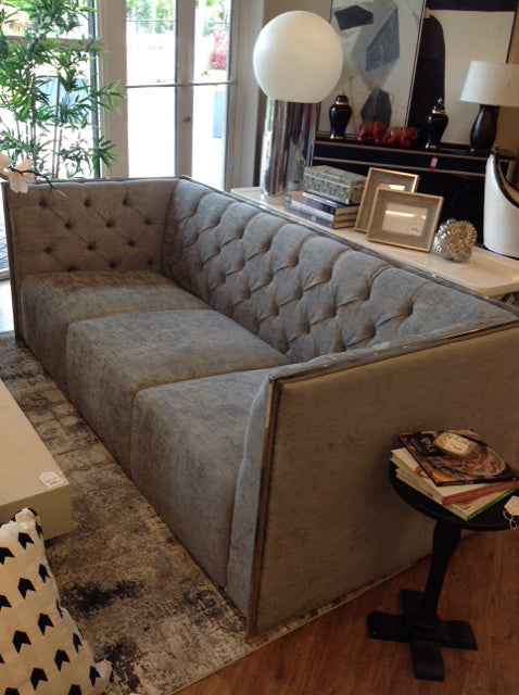 Perazzi Grey/Chrome Tufted Sofa