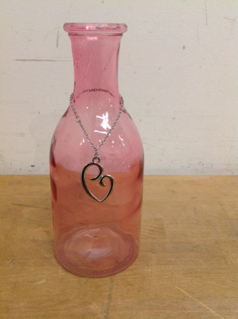 9" Pink Glass Vase w/Pendant