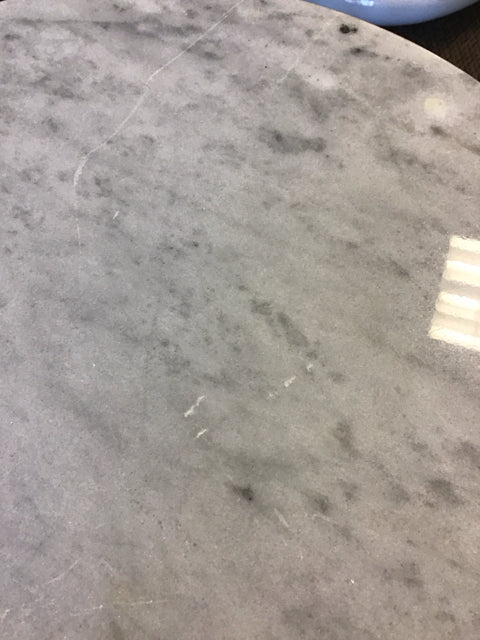 24"Rd Marble Brushed Gold Accent Table AS-IS Multiple Scratches on Marble