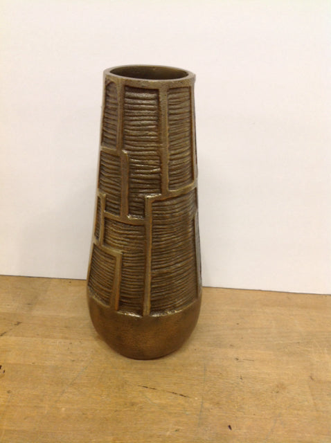 10" Gold Metal Geometric Design Vase