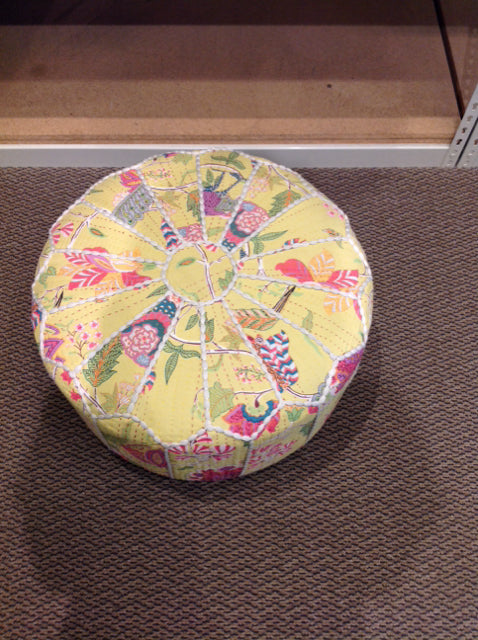 24" Yellow Boho Print Ottoman
