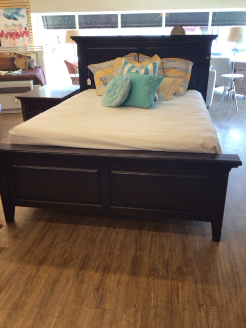 PB Dark Wood Panel Queen Bed