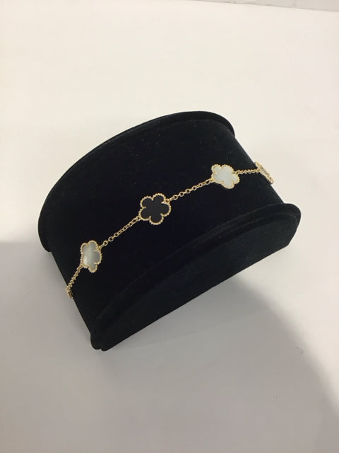 Van Cleef Style Gold MOP/Onyx Bracelet