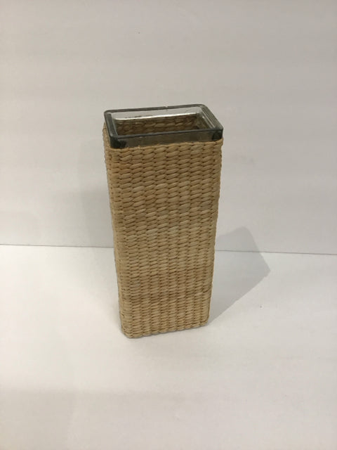 10" Seagrass Wrapped Rectangular Vase