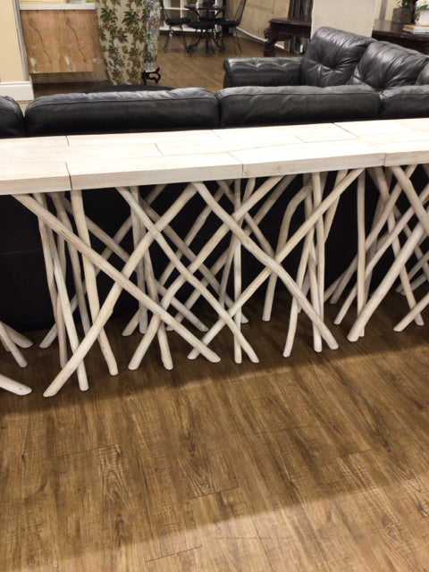 White Wash Branch Leg Console Table