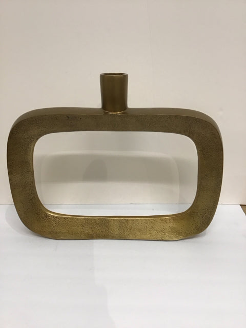 16" Gold Metal Open Rectangular Vase
