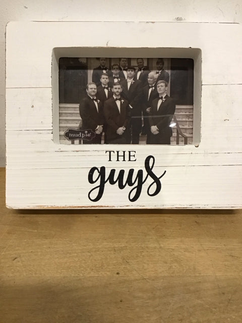 4"x6" "Mud Pie" Distressed White Wooden "The Guys" Photo Frame