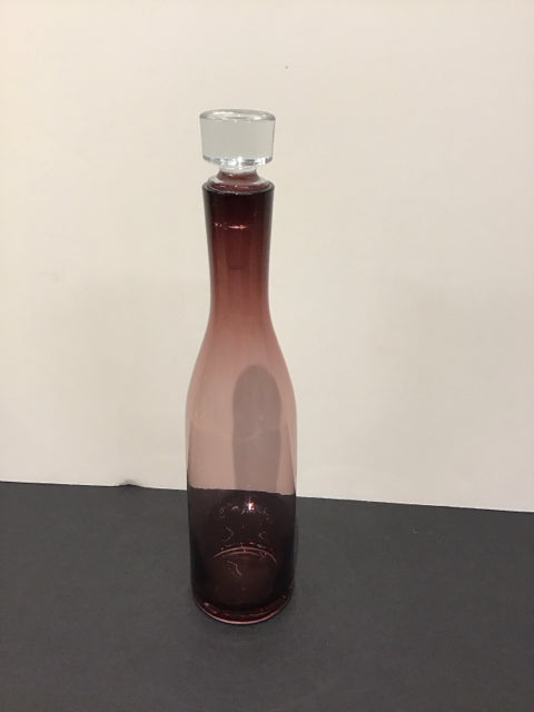 14" Raspberry Glass Wine Decanter