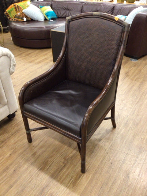 Leather & Rattan Arm Chair