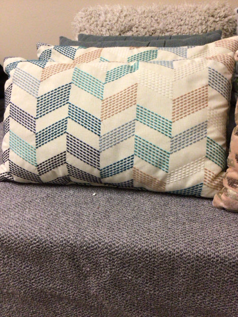 Pier 1 Cream Color Embroidered Lumbar Pillow