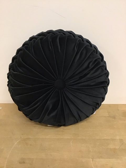 Round Black Velvet Pillow