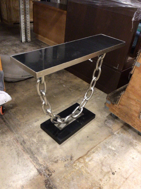 Metal & Stone Link Console Table