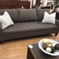 AS-IS Havertys Grey Fabric Tufted Sofa (Some Discolor)