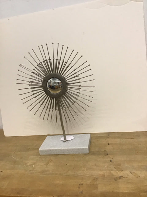 17"Rd Nickel Starburst on Marble Sculpture