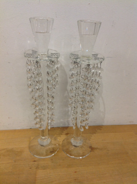 Candle Holder- 14" Pair Of Shannon Crystal