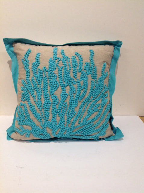 Tan Pillow w/Sea Coral Design