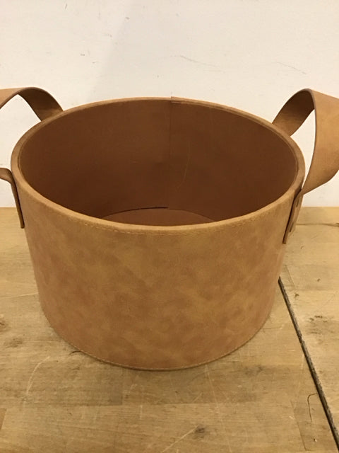 6"x10" Faux Camel Leather Basket