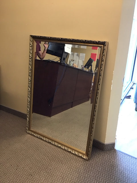 35x47 Gold Wood Framed Beveled Mirror
