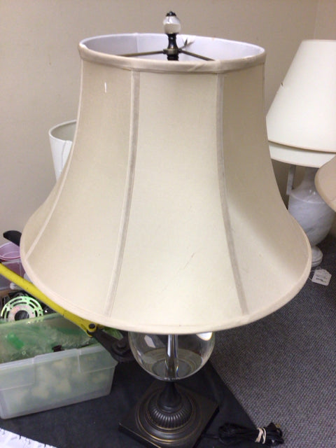 AS-IS Pair Of RH Crystal Ball Table Lamps W/ Shades(Shade Bent)