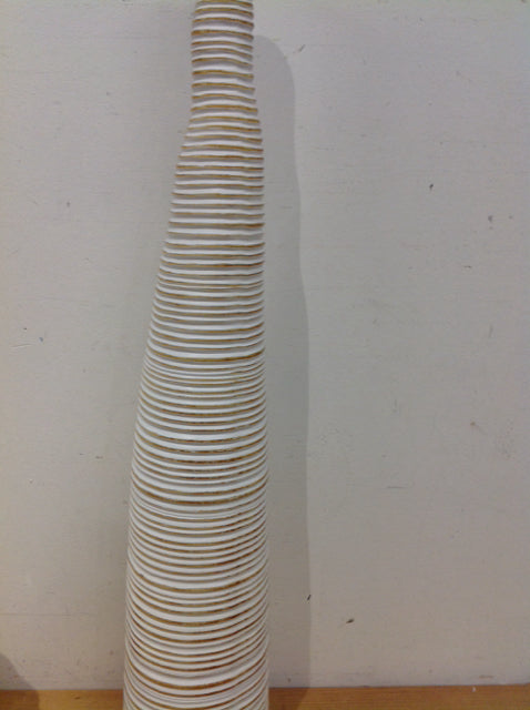 Vase- 29" White & Tan Wood