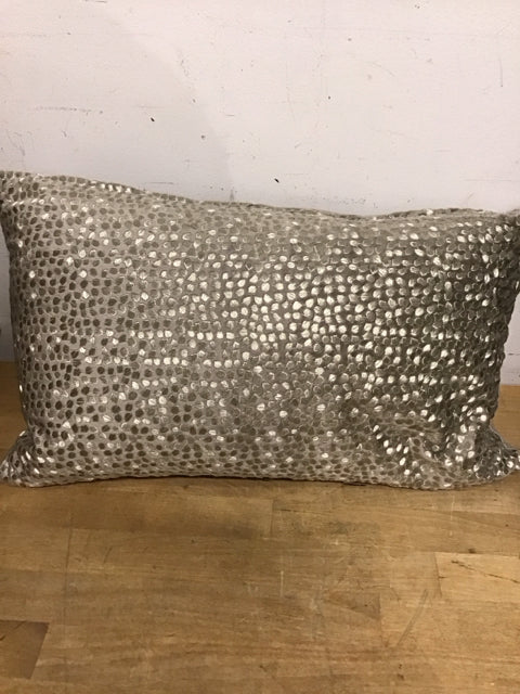 20"x12" Metallic Silver Spotted & Gray Pillow