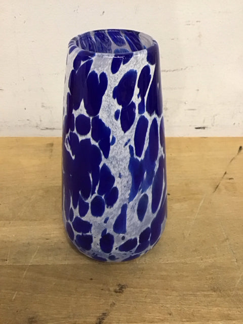 5 3/4" Blue & White Murano Style Vase
