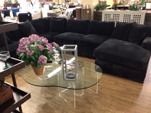 Macys Black 4 PC Fabric Upholstered Sectional