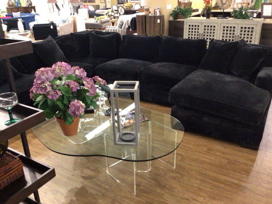 Macys Black 4 PC Fabric Upholstered Sectional