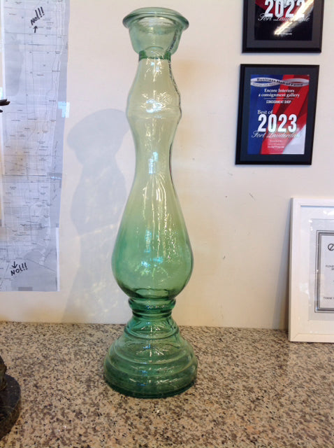 30" Green Glass Vase