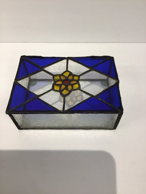 7x5 Blue/Clear Glass & Metal Box
