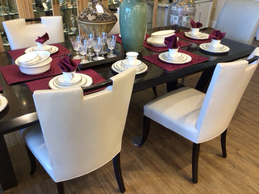 Set Of 4 Design Master Inc Leather Dining Chairs