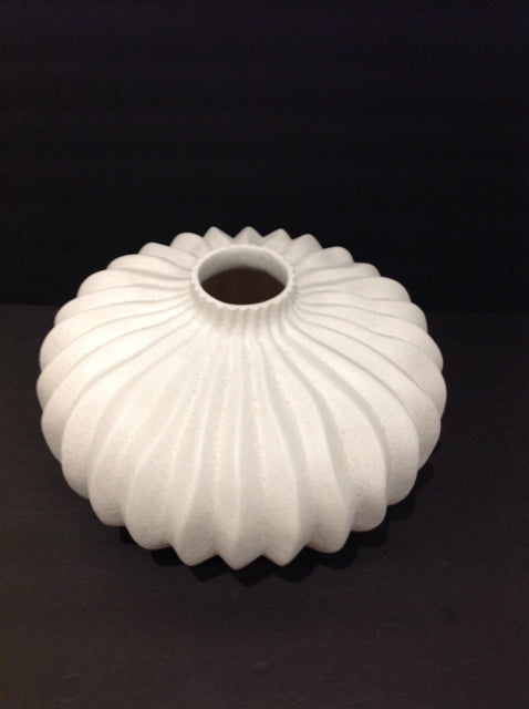 8"H 12"Rd White Ceramic Vase